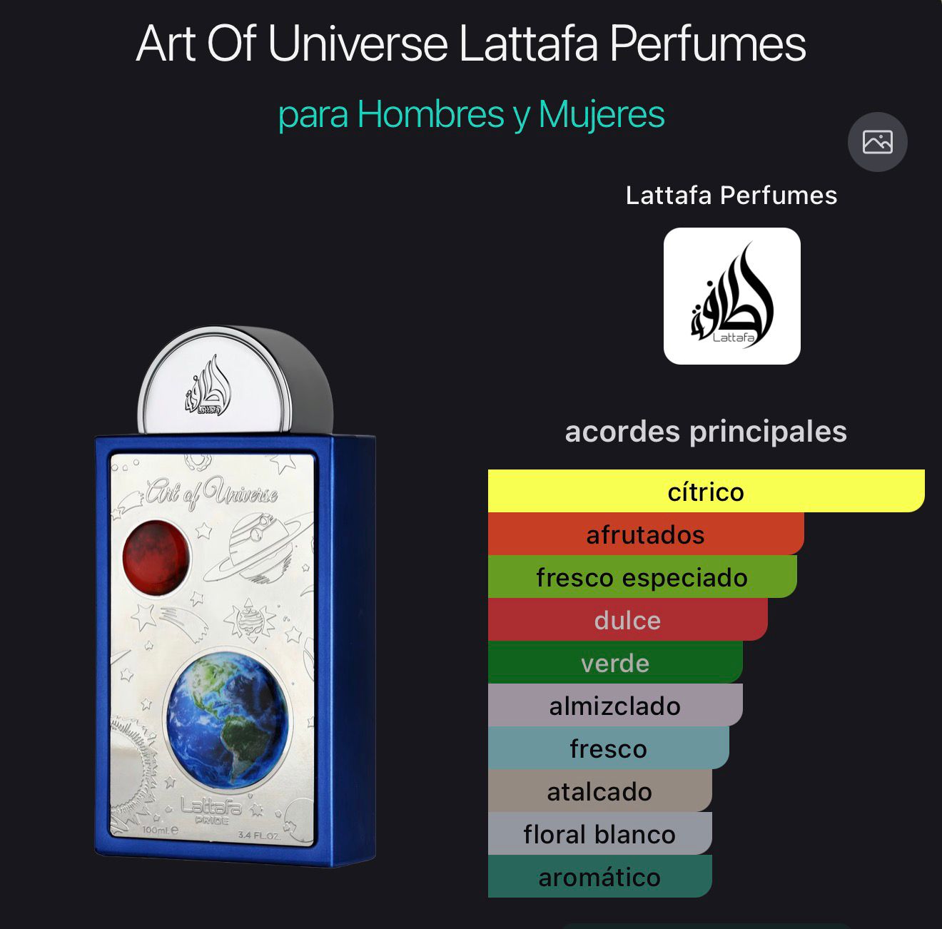 Lattafa Art of Universe U EDP 3.4 oz (Pride)